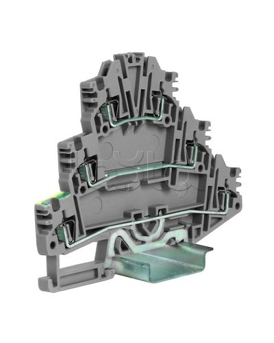 Зажим трех-уровневый c заземлением на нижнем уровне 2,5 кв.мм, серый DKC ZHL500GR в Ногинске Держатели, клипсы, скобы Pintop.ru