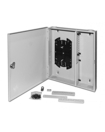 Бокс оптический универсальный настенный, от 8 до 32 портов (SC, duplex LC, ST, FC) Hyperline FO-WBX-4xSLT-W140H42-32UN-GY в Ногинске Кросс оптический Pintop.ru