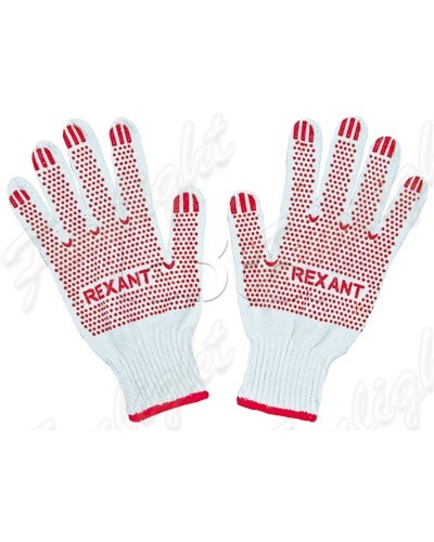 Перчатки Х/Б с покрытием ПВХ, 5 нитей, 48-50 гр. (10шт/уп) REXANT 09-0202-1 в Ногинске Аксессуары для кабель-канала Pintop.ru