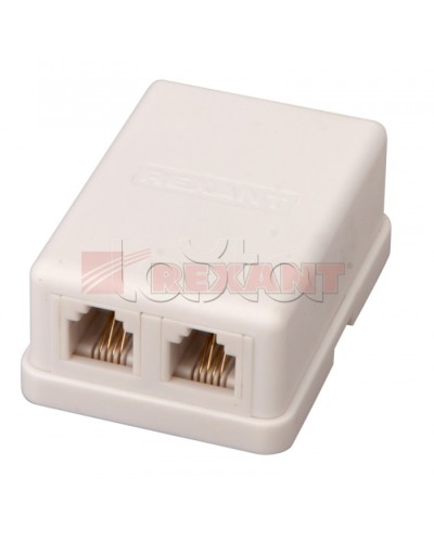 Розетка телефонная 2x6P-4C (50шт/уп) REXANT 03-0002 в Ногинске Блоки розеток Pintop.ru