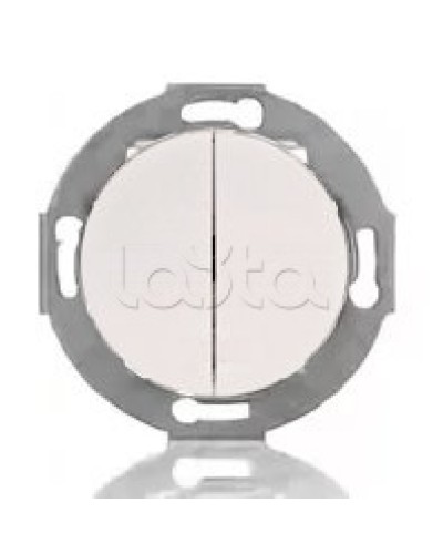 Выключатель двухклавишный Экопласт (схема 5) 10 A, 250 B (белый) Vintage в Ногинске Розетки компьютерные и телефонные Pintop.ru