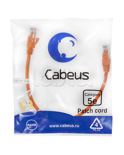 Патч-корд медный U/UTP кат.5е (0,3м) LSZH (оранжевый) Cabeus (PC-UTP-RJ45-Cat.5e-0.3m-OR-LSZH) в Ногинске Патчкорды (медные) Pintop.ru