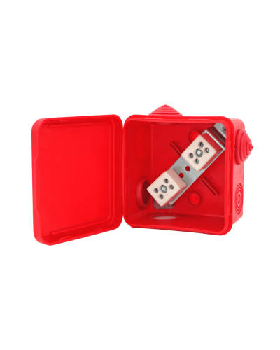 Коробка распределительная огнестойкая КРОПС-П3, IP54, габаритные размеры 80х80х50 мм, для кабелей сечением до 2,5 мм2, 4 клеммы КМ-Профиль (FRJB-KM-P3-2.5-04-КРОПС-IP54) в Ногинске Распределительные коробки Pintop.ru