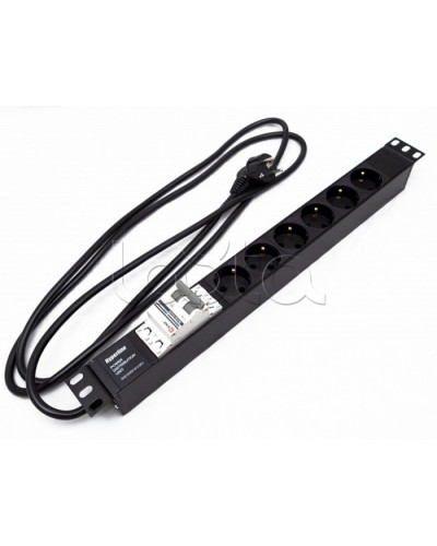 Блок розеток Hyperline SHE19-6SH-B-2.5EU в Ногинске Блоки розеток Pintop.ru