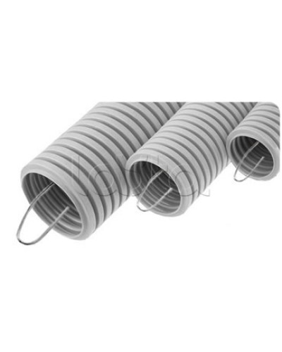 NR040 Усиленная двустен. труба ПНД гибкая, тип 750, SN49, с зондом, D40мм (50м) цвет красный Экопласт (821040) в Ногинске Труба гофрированная Pintop.ru