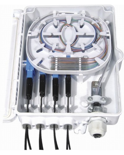 Бокс оптический настенный, 8 портов (SC, duplex LC), без пигтейлов и проходных адаптеров Hyperline FO-WBI-8A-GY в Ногинске Кросс оптический Pintop.ru