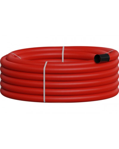 NR050 Двустенная труб.а ПНД гибкая, тип 450, SN26, с зондом, D50мм (20м) цвет красный Экопласт 801050-20 в Ногинске Гладкая труба Pintop.ru