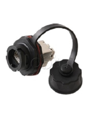 Индустриальный модуль-вставка NIKOMAX, Кат.6a (Класс Ea), 500МГц, RJ45/8P8C, 110/KRONE, T568A/B, экранированный, IP67, с защитной крышкой, черный NIKOMAX (NMC-KJSA2-IS-BK) в Ногинске Модули Keystone Pintop.ru