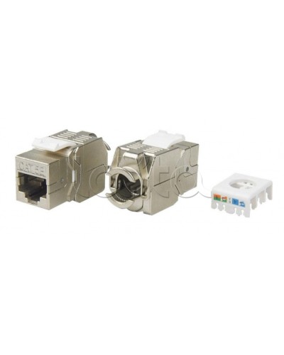 Вставка Keystone Jack RJ-45(8P8C) Hyperline KJ8-8P8C-C5e-180-TLS-SH-F-WH в Ногинске Модули Keystone Pintop.ru