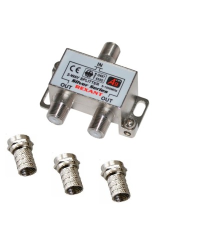Делитель телевизионный ТВх2 + 3шт. F BOX 5-1000 МГц Silver (10шт/уп) REXANT 05-6101 в Ногинске Системы видеонаблюдения Pintop.ru