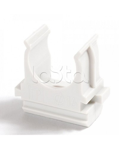 Крепёж-клипса для труб Полистирол белая д16 (100шт/2000шт уп/кор) Промрукав (PR.02716б) в Ногинске Держатели, клипсы, скобы Pintop.ru