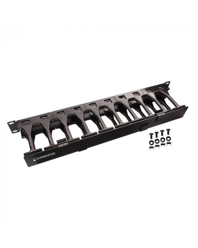 Кабельный органайзер 19 c пластиковыми пальцами глубиной 106 мм и крышкой, 1U LANMASTER (LAN-ORG-PF/S-1U) в Ногинске Кабельные органайзеры Pintop.ru