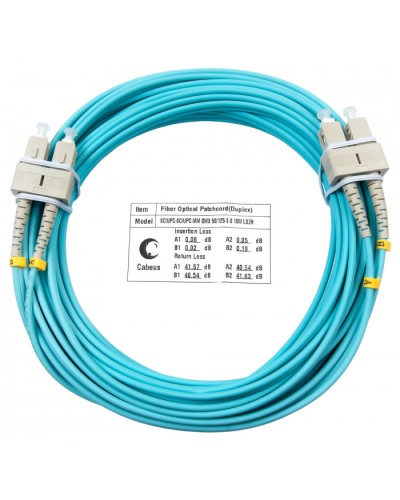 Шнур оптический duplex SC-SC 50/125 mm OM3 15м LSZH Cabeus FOP-50-SC-SC-15m в Ногинске Патч-корды и пигтейлы Pintop.ru