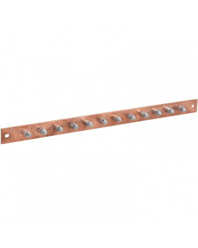 Шина заземления 483х25x3мм медь ШМТ М1 12 точек подключения М6 ITK ER-12-325-M1 в Ногинске Аксессуары для стоек и шкафов Pintop.ru