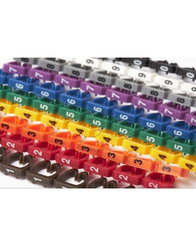 Маркеры (клипсы) на кабель, защелкивающиеся D 6-7мм, 0-9, 10 цветов (100 шт) Hyperline MA-67-R в Ногинске Держатели, клипсы, скобы Pintop.ru