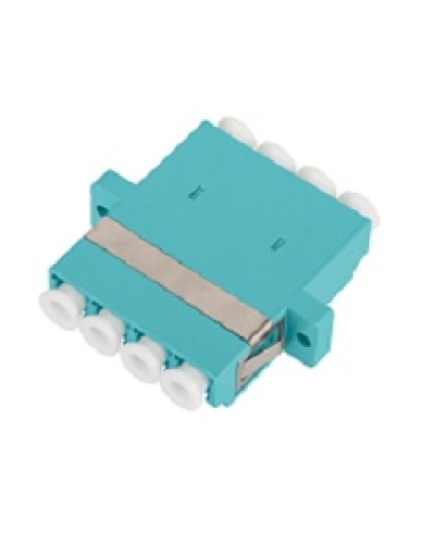 Адаптер NIKOMAX волоконно-оптический, соединительный, многомодовый, стандарта OM3, LC/UPC-LC/UPC, квадро, пластиковый, без шторки, с фланцами, аква, уп-ка 2шт. в Ногинске Проходные адаптеры и розетки оптические Pintop.ru