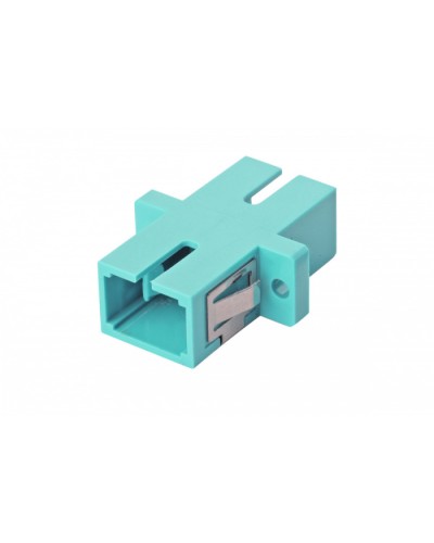 Оптический адаптер OM3, симплекс SC, с фланцами, бирюзовый Eurolan (36A-30-SC-02AQ) в Ногинске Проходные адаптеры и розетки оптические Pintop.ru