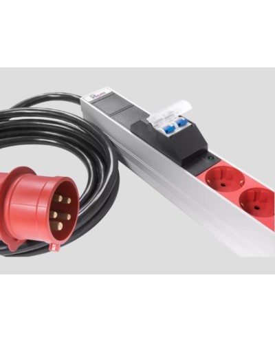 Верт блок розеток, мониторинг, измерение, 3 фазы 16А, 30S, 2100 мм, вх IEC 309, шнур 3м REM R-MC8-3x16-30S-MI-2100-3-3PN в Ногинске Блоки розеток Pintop.ru