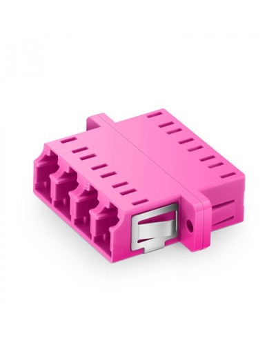 Оптический адаптер OM4, квадро LC, с фланцами, пурпурный Eurolan (36A-40-4L-02MG) в Ногинске Проходные адаптеры и розетки оптические Pintop.ru