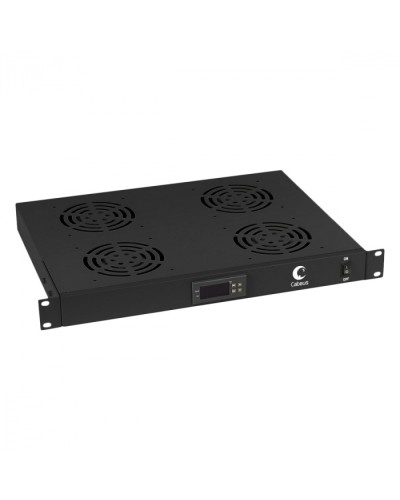 Панель вентиляционная с 4 вентиляторами с цифровым термодатчиком (черный) Cabeus JG03t-BK в Ногинске Вентиляторные модули Pintop.ru