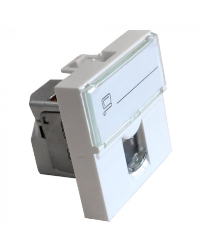 Вставка Mosaic 45x45, RJ-45 STP, кат.6, со шторкой и увеличенным окном маркировки, белая LANMASTER LAN-SIP-23S6-WH в Ногинске Модули Keystone Pintop.ru