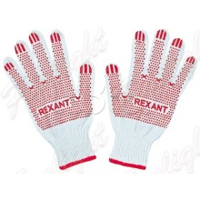 Перчатки Х/Б с покрытием ПВХ, 5 нитей, 48-50 гр. (10шт/уп) REXANT 09-0202-1