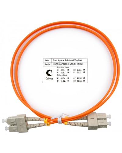 Шнур оптический duplex SC-SC 62,5/125 mm 1м LSZH Cabeus FOP-62-SC-SC-1m в Ногинске Патч-корды оптические Pintop.ru
