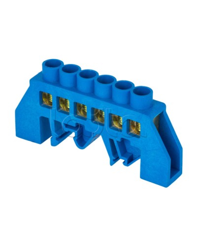 Шина 0 N (8х12мм) 6 отверстий латунь синий EKF (sn0-125-6-dn-r) в Ногинске Аксессуары для стоек и шкафов Pintop.ru