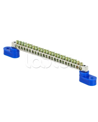 Шина 0 N (6x9мм) 24 отв. цинк 2 синих угловых изолятора EKF PROxima (sn1-63-24-2) в Ногинске Аксессуары для стоек и шкафов Pintop.ru