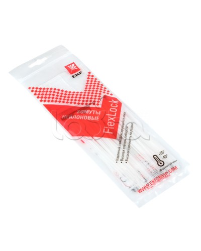 Хомут P6.6 стандартный (б), 2.5x150 (100шт) FlexLock PROxima EKF (plc-fl-ctsw-2.5x150) в Ногинске Стяжки-хомуты Pintop.ru