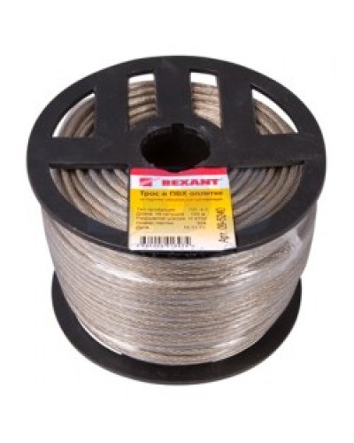 Трос стальной в ПВХ изоляции d4 мм (100 м) REXANT 09-5240 в Ногинске Крепежные изделия Pintop.ru