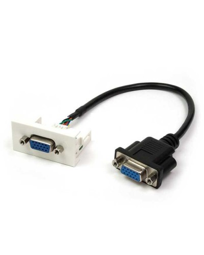 Вставка Mosaic 22.5x45 с адаптером VGA D-SUB HDB-15 мама, со шнуром 3 м мама, белая LANMASTER LAN-WA-LP-VGA-FF-3.0 в Ногинске Коммутационные изделия Pintop.ru