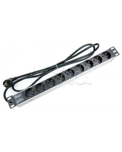 Блок на 9 розеток EU горизонтальный для 19 шкафов Cabeus (PDU-9P-2EU) в Ногинске Блоки розеток Pintop.ru