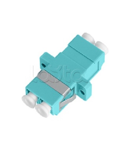 Адаптер NIKOMAX волоконно-оптический, соединительный, многомодовый, стандарта OM3, LC/UPC-LC/UPC, двойной, пластиковый, без шторки, с фланцами, аква, уп-ка 2шт. NIKOMAX (NMF-OA2M3-FN-LCU-LCU-AQ-2) в Ногинске Проходные адаптеры и розетки оптические Pint