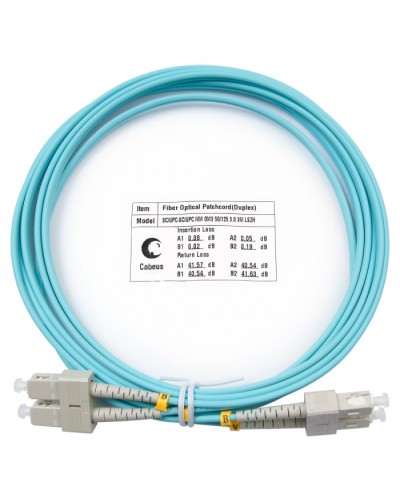 Шнур оптический duplex SC-SC 50/125 mm OM3 3м LSZH Cabeus FOP-50-SC-SC-3m в Ногинске Патч-корды и пигтейлы Pintop.ru