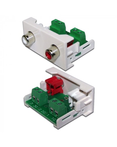 Вставка Mosaic 22.5x45 2xRCA Stereo Audio, белая LANMASTER (LAN-WA-LP-2RCA-WH) в Ногинске Коннекторы и разъемы Pintop.ru