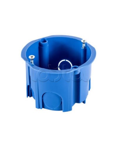 Коробка установочная для твер. стен D68x45 мм межцентр 71мм, IP20, без саморезов, цвет синий Экопласт (44662-1) в Ногинске Распределительные коробки Pintop.ru