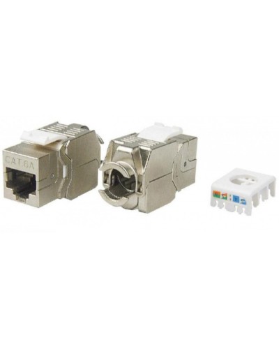 Вставка Keystone Jack RJ-45(8P8C) Hyperline KJ8-8P8C-C6A-180-TLS-SH-F-WH в Ногинске Модули Keystone Pintop.ru