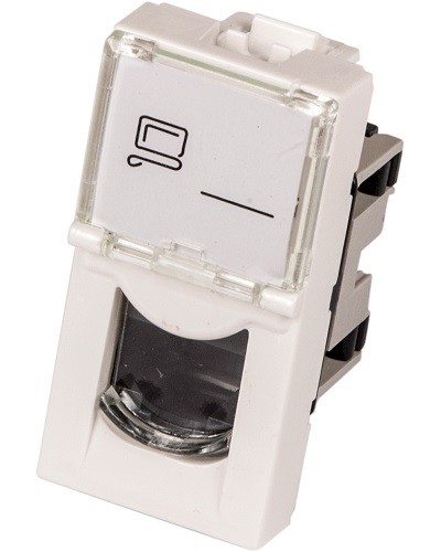 Вставка Mosaic 22.5x45, RJ-45 UTP, белая LANMASTER (LAN-SIP-22U5E-WH) в Ногинске Коннекторы и разъемы Pintop.ru