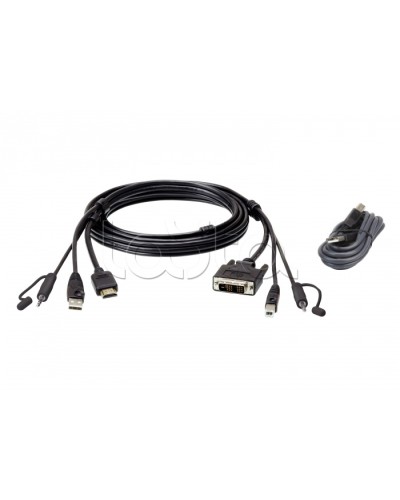 Комплект кабелей USB, HDMI-DVI-D для защищенного KVM-переключателя (1.8м) ATEN 2L-7D02DHX2 в Ногинске Видеоусилители, Модуляторы, Делители Pintop.ru
