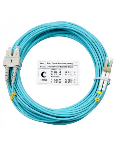 Шнур оптический duplex LC-SC 50/125 mm OM3 10м LSZH Cabeus FOP-50-LC-SC-10m в Ногинске Патч-корды и пигтейлы Pintop.ru