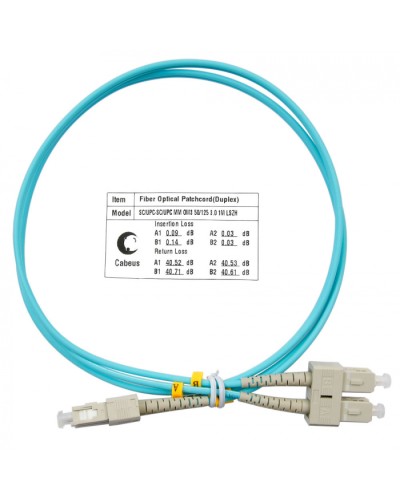 Шнур оптический duplex SC-SC 50/125 MM OM3 1 м LSZH Cabeus FOP-50-SC-SC-1M в Ногинске Патч-корды оптические Pintop.ru