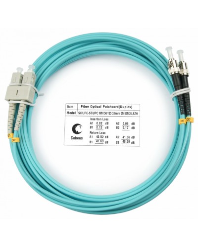 Шнур оптический duplex SC-ST 50/125 mm OM3 25м LSZH Cabeus FOP-50-SC-ST-25m в Ногинске Патч-корды и пигтейлы Pintop.ru