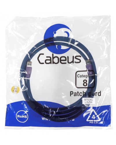 Патч-корд S/FTP Cabeus PC-SSTP-RJ45-Cat.8-2m-LSZH в Ногинске Патчкорды (медные) Pintop.ru