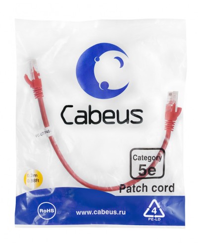 Патч-корд медный U/UTP кат.5е (0,3м) LSZH (красный) Cabeus (PC-UTP-RJ45-Cat.5e-0.3m-RD-LSZH) в Ногинске Патчкорды (медные) Pintop.ru