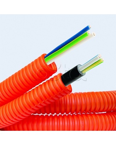 Электротруба ПНД гибкая гофр. д.16мм, цвет оранжевый, с кабелем ВВГнг(А)-LS 3х1,5мм² РЭК ГОСТ+, 100м DKC 7L916100 в Ногинске Труба гофрированная Pintop.ru