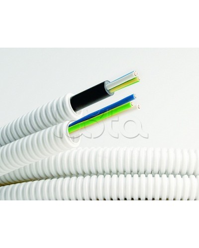 Электротруба ПВХ гибкая гофр. д.20мм, цвет серый, с кабелем ВВГнг(А)-LS 3х2,5мм² РЭК ГОСТ+, 100м DKC 9S920100 в Ногинске Труба гофрированная Pintop.ru