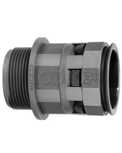 Муфта труба-коробка DN 48 мм, М63х1,5, полиамид, цвет черный DKC PAM48M63N в Ногинске Повороты, муфты, тройники Pintop.ru