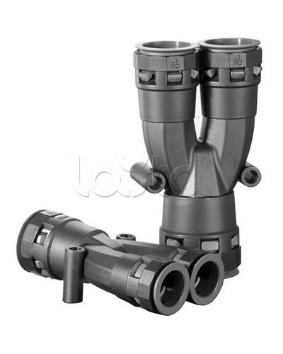 Разветвитель DN 1х17 + 2х12 мм, полиамид, цвет черный DKC PAY171212N в Ногинске Повороты, муфты, тройники Pintop.ru