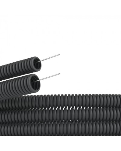 Труба ПВХ гибкая гофрированная. д.20мм, лёгкая с протяжкой, цвет черный (100 м) DKC (91920B) в Ногинске Труба гофрированная Pintop.ru